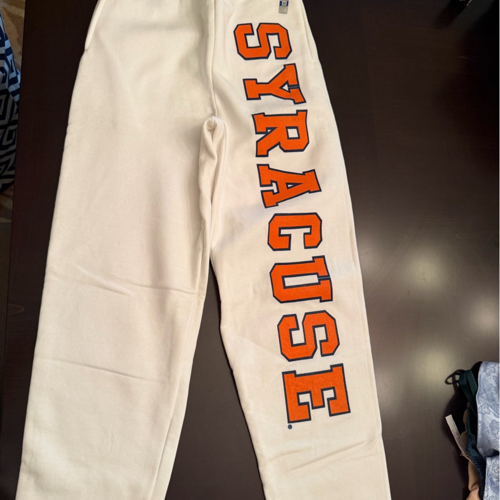Port and Company White Sweatpants with Orange SYRACUSE Lettering